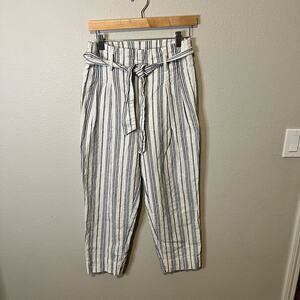 Madewell White and Blue Striped Tie Waist Pants Size 4